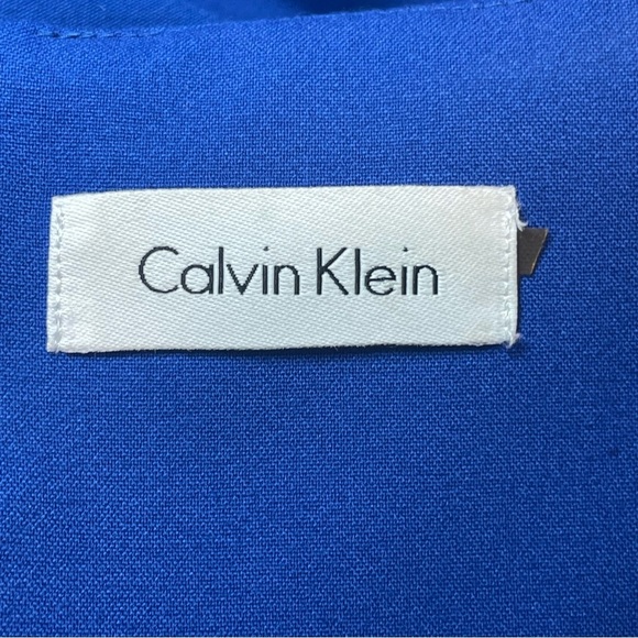 Calvin Klein Royal Blue Sheath Dress Pockets Career Cocktail Drape Neck Sz 2 EUC - Picture 7 of 11
